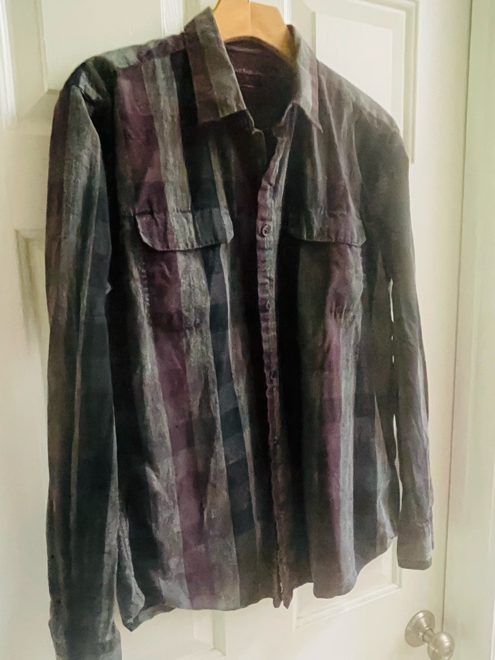 Calvin Klein Jeans Shirt Mens Medium M Brown Black Plaid Long Sleeve Pockets